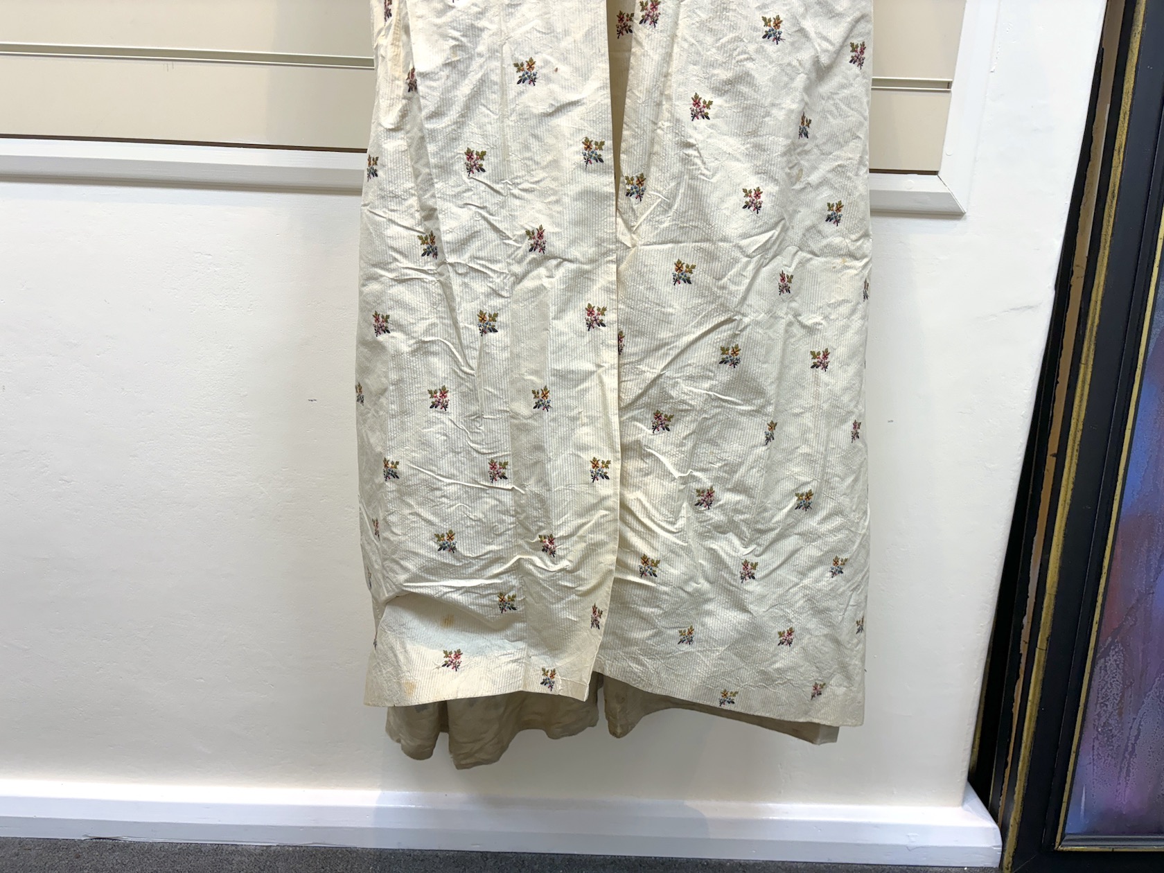 A rare 18th century, possibly Spitalfields, cream silk ladies dress, circa 1770-1780, made in the English style